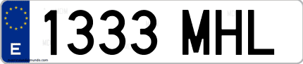 Ejemplo de matrícula de coche ordinaria 1333 MHL