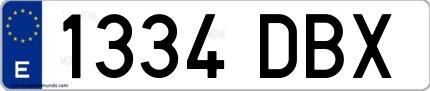 Ejemplo de matrícula española 1334 DBX