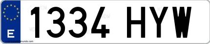 Ejemplo de matrícula española 1334 HYW
