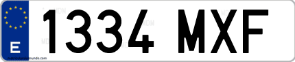Ejemplo de matrícula de coche ordinaria 1334 MXF