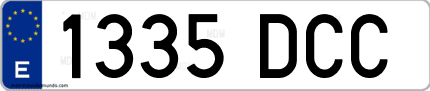 Ejemplo de matrícula de coche ordinaria 1335 DCC
