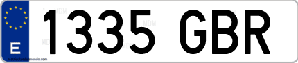 Ejemplo de matrícula de coche ordinaria 1335 GBR