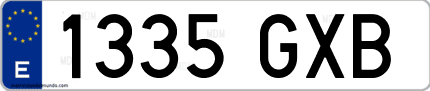 Ejemplo de matrícula de coche ordinaria 1335 GXB
