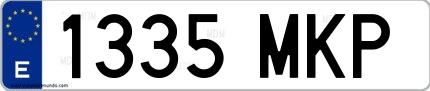 Ejemplo de matrícula española 1335 MKP