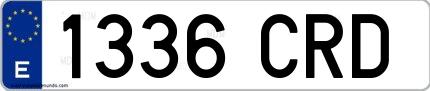 Ejemplo de matrícula de coche ordinaria 1336 CRD