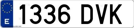 Ejemplo de matrícula española 1336 DVK