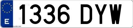 Ejemplo de matrícula española 1336 DYW