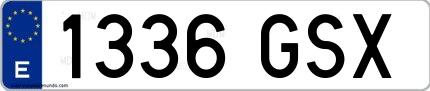 Ejemplo de matrícula española 1336 GSX