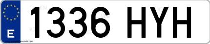 Ejemplo de matrícula española 1336 HYH