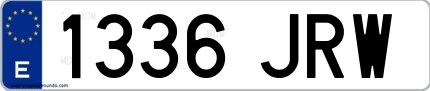 Ejemplo de matrícula española 1336 JRW