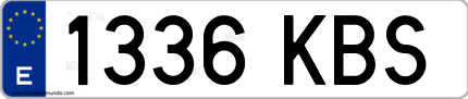 Ejemplo de matrícula de coche ordinaria 1336 KBS