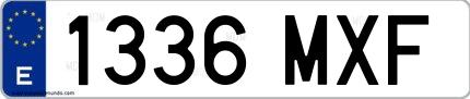 Ejemplo de matrícula española 1336 MXF