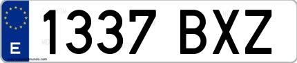 Ejemplo de matrícula española 1337 BXZ