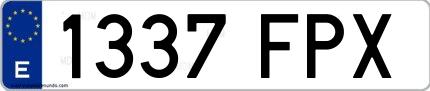 Ejemplo de matrícula española 1337 FPX