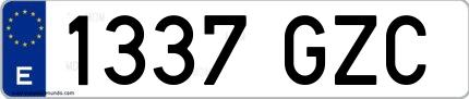 Ejemplo de matrícula española 1337 GZC