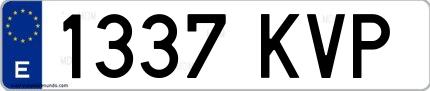 Ejemplo de matrícula española 1337 KVP