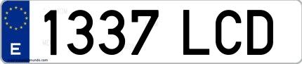 Ejemplo de matrícula española 1337 LCD
