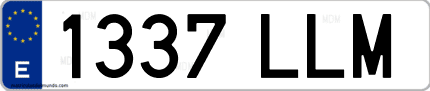 Ejemplo de matrícula de coche ordinaria 1337 LLM