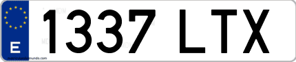 Ejemplo de matrícula de coche ordinaria 1337 LTX