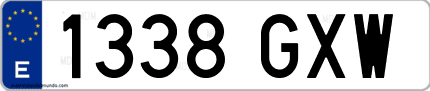 Ejemplo de matrícula de coche ordinaria 1338 GXW