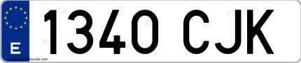 Ejemplo de matrícula española 1340 CJK