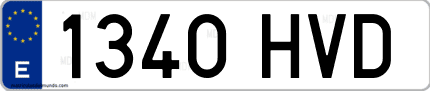 Ejemplo de matrícula de coche ordinaria 1340 HVD
