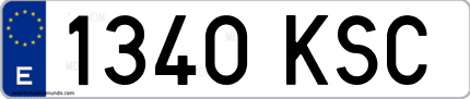 Ejemplo de matrícula de coche ordinaria 1340 KSC