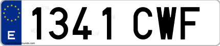 Ejemplo de matrícula de coche ordinaria 1341 CWF