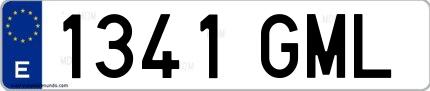 Ejemplo de matrícula española 1341 GML