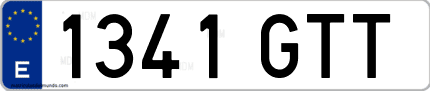 Ejemplo de matrícula de coche ordinaria 1341 GTT
