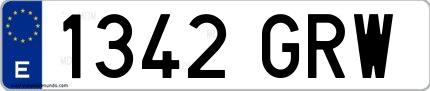 Ejemplo de matrícula española 1342 GRW