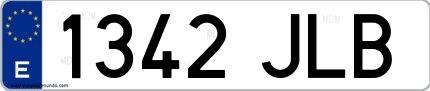 Ejemplo de matrícula española 1342 JLB