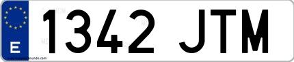 Ejemplo de matrícula española 1342 JTM