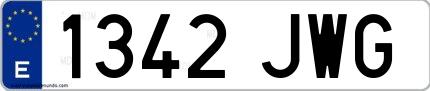 Ejemplo de matrícula de coche ordinaria 1342 JWG