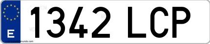 Ejemplo de matrícula española 1342 LCP