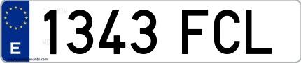 Ejemplo de matrícula española 1343 FCL