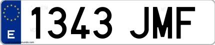 Ejemplo de matrícula española 1343 JMF