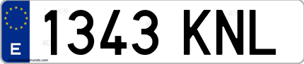 Ejemplo de matrícula de coche ordinaria 1343 KNL