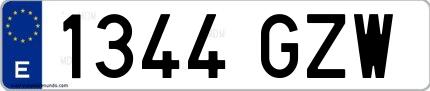 Ejemplo de matrícula española 1344 GZW