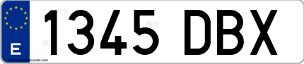 Ejemplo de matrícula de coche ordinaria 1345 DBX