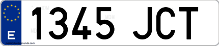 Ejemplo de matrícula de coche ordinaria 1345 JCT