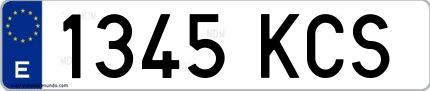 Ejemplo de matrícula española 1345 KCS