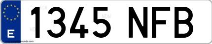 Ejemplo de matrícula española 1345 NFB