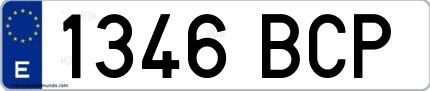 Ejemplo de matrícula española 1346 BCP