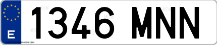 Ejemplo de matrícula de coche ordinaria 1346 MNN