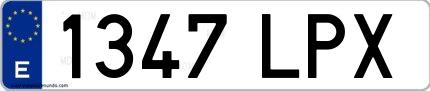 Ejemplo de matrícula española 1347 LPX