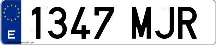 Ejemplo de matrícula española 1347 MJR