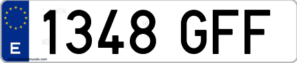 Ejemplo de matrícula de coche ordinaria 1348 GFF