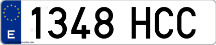 Ejemplo de matrícula de coche ordinaria 1348 HCC