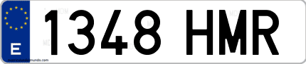 Ejemplo de matrícula de coche ordinaria 1348 HMR